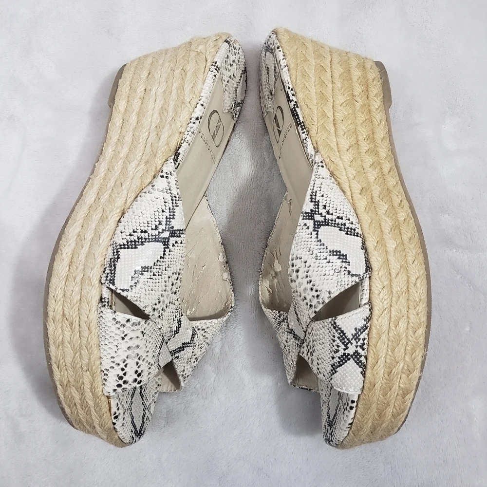 Kelsi Dagger Bianca Snakeskin Criss Cross Espadrille Wedge Sandal Size 8.5